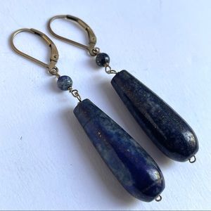 Lapis Drop Earrings 14k Gf